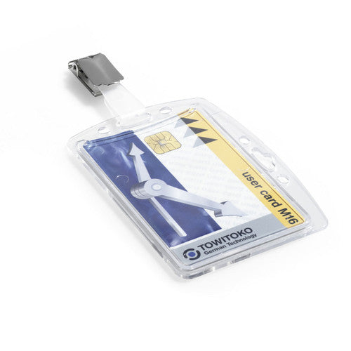 Durable ID Security Pass Holder Acrylic with Rotating Clip Clear Box 10