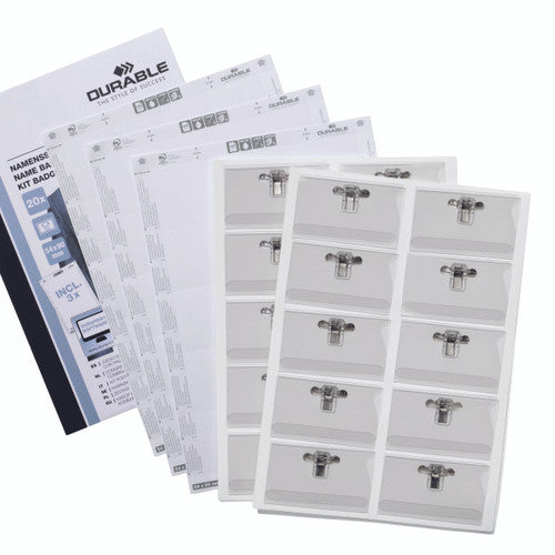 Durable Name Badge Combi Clip with Inserts 54 x 90mm Clear Pack 20