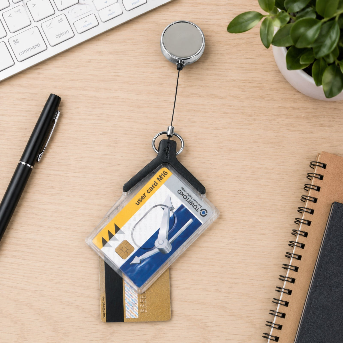 Durable Deluxe Pro Duo Card Holder with Reel Charcoal Pack 1