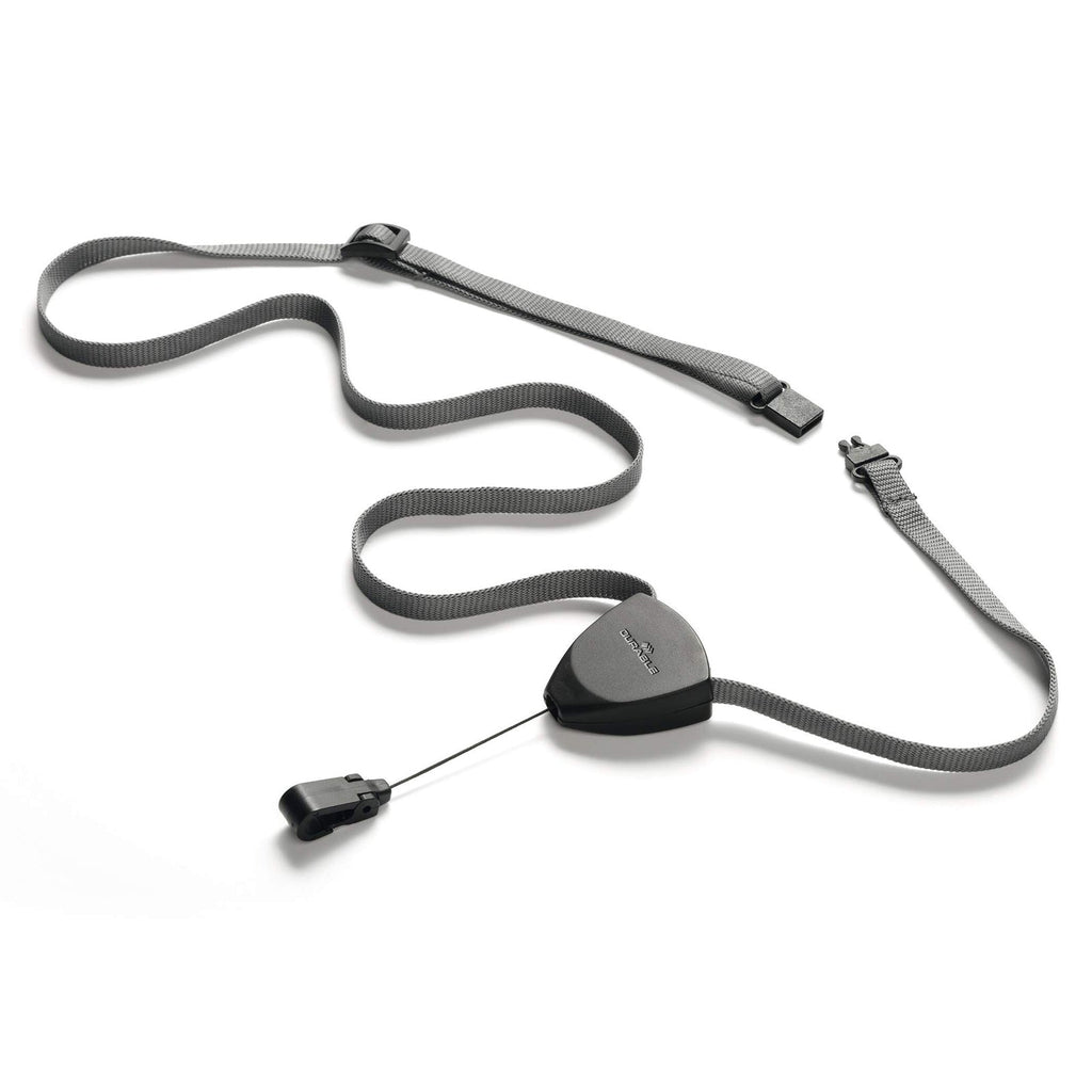 Durable Textile Lanyard Flex with Badge Grey/Black Pack 1