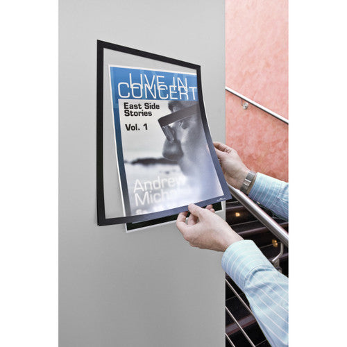 Durable Duraframe A3 Sign Holder Adhesive Back Black Pack 2