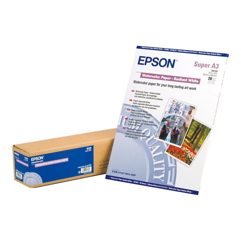 Epson S041352 Watercolour Paper Radiant White A3+ 190gsm 20 Sheets