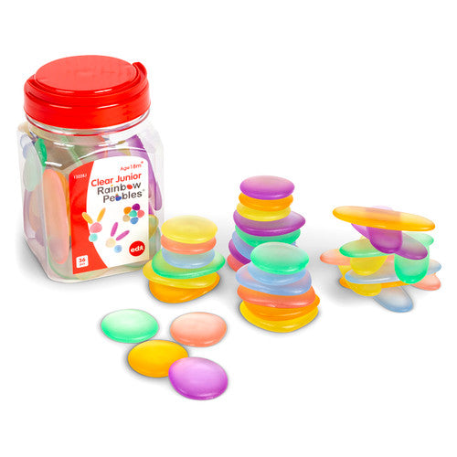 EDX Education Clear Junior Rainbow Pebbles Jar of 36