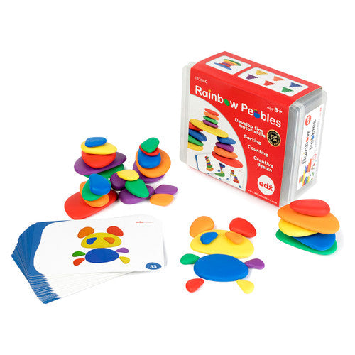 EDX Education Rainbow Pebbles Plastic and Activity Cards Set of 36