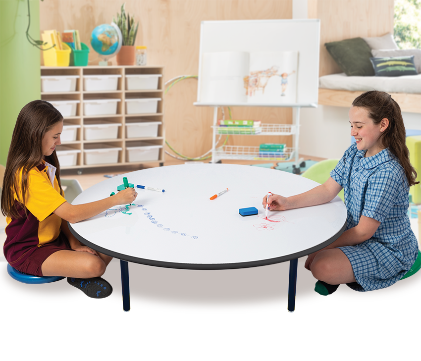 Dry Erase Collaborative Table Round 110cm Diameter 30cm High Floor Height