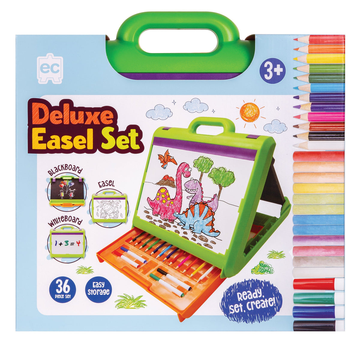 Deluxe Easel Set Portable Case Blackboard Whiteboard 35 Pieces