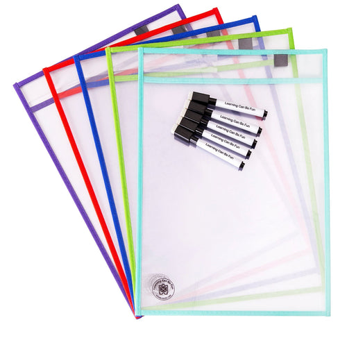 A4 Write and Wipe Sleeves Pack of 10 Name Slot and Pen Loop