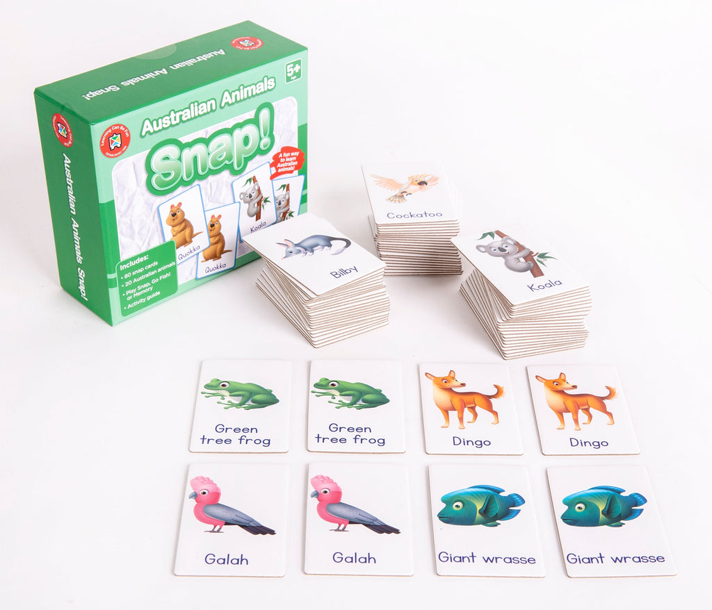 Australian Animals Snap Card Game 20 Native Animals 3 Games