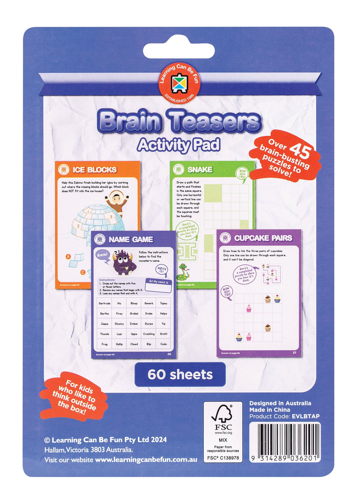 Brain Teasers Activity Pad Critical Thinking Puzzles Ages 5 Plus