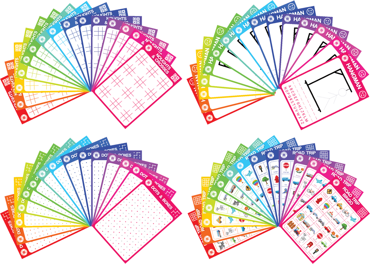 Games on the Go Activity Pad 60 Pages Dots Boxes Hangman Bingo