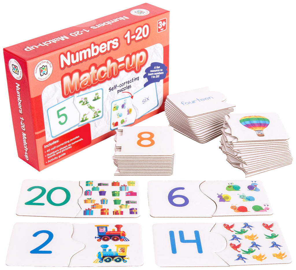Numbers 1 to 20 Match Up Self Correcting Puzzles Numerals Words