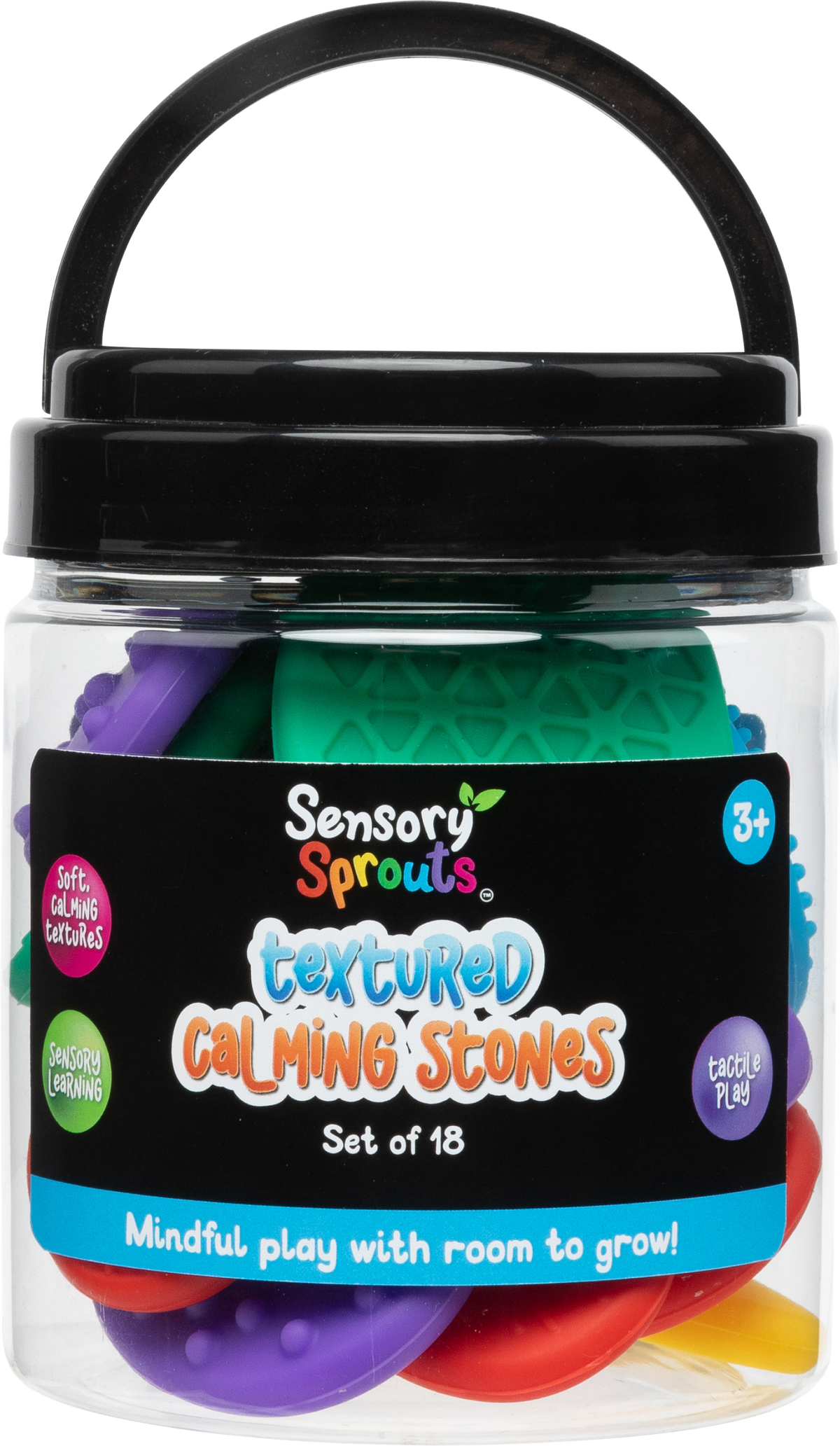 Sensory Sprouts Textured Calming Stones Set of 18 Bright