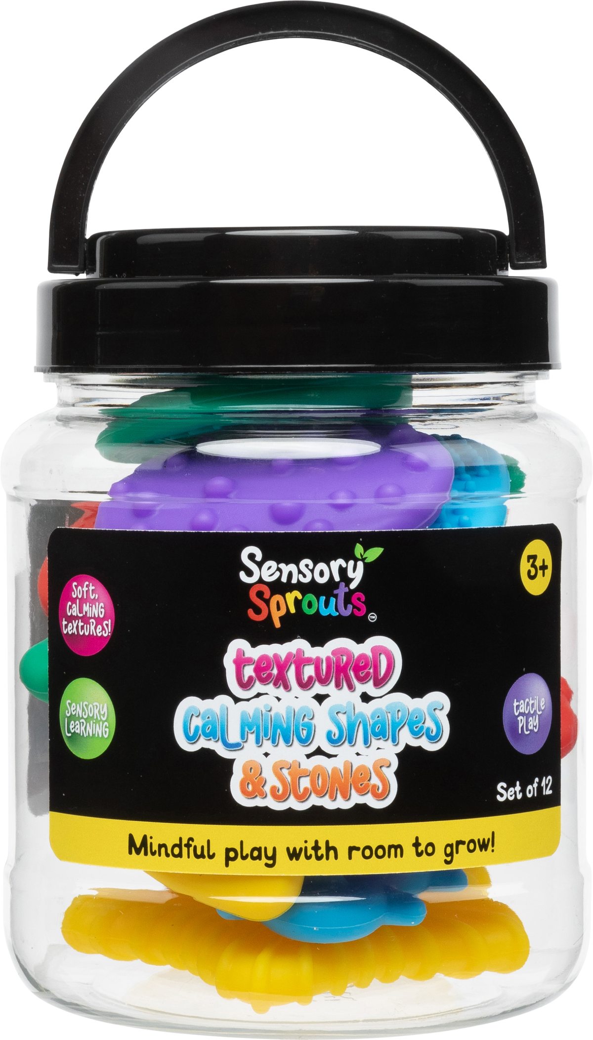 Sensory Sprouts Textured Calming Shapes and Stones Set of 12 Bright