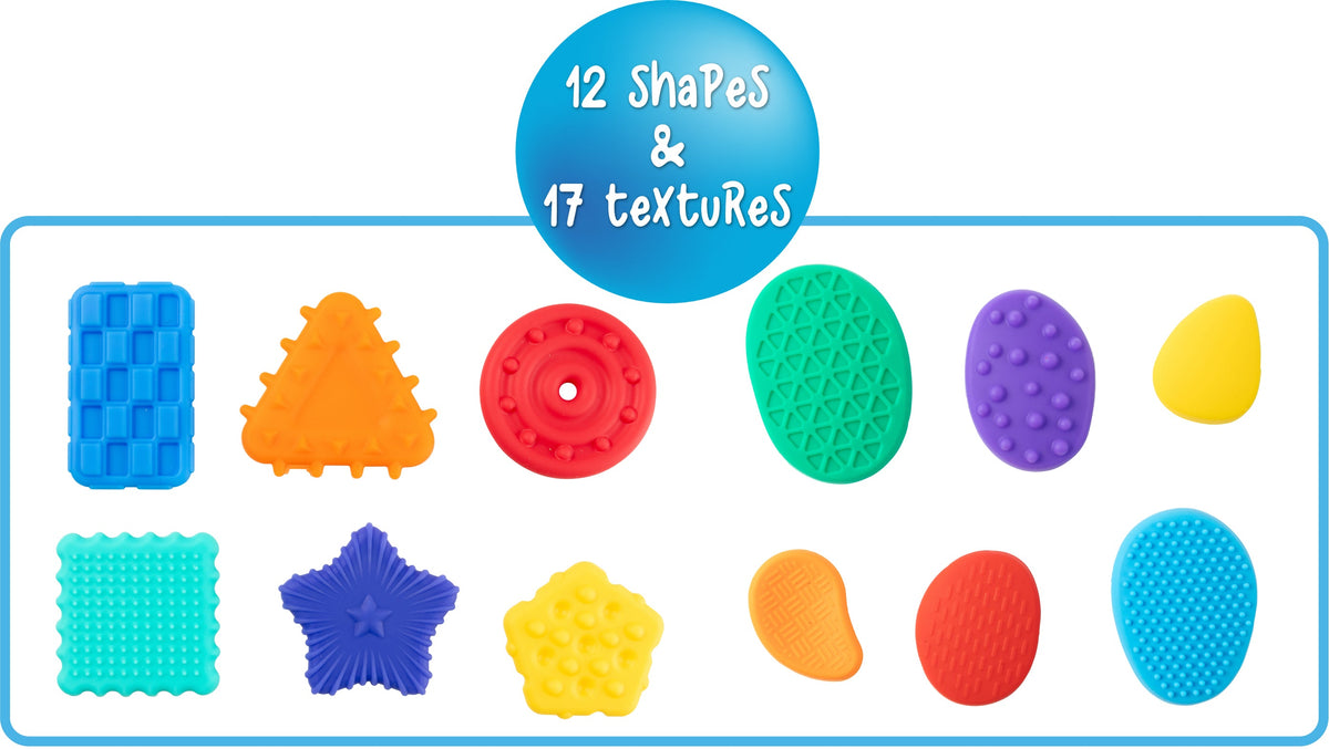 Sensory Sprouts Textured Calming Shapes and Stones Set of 12 Bright