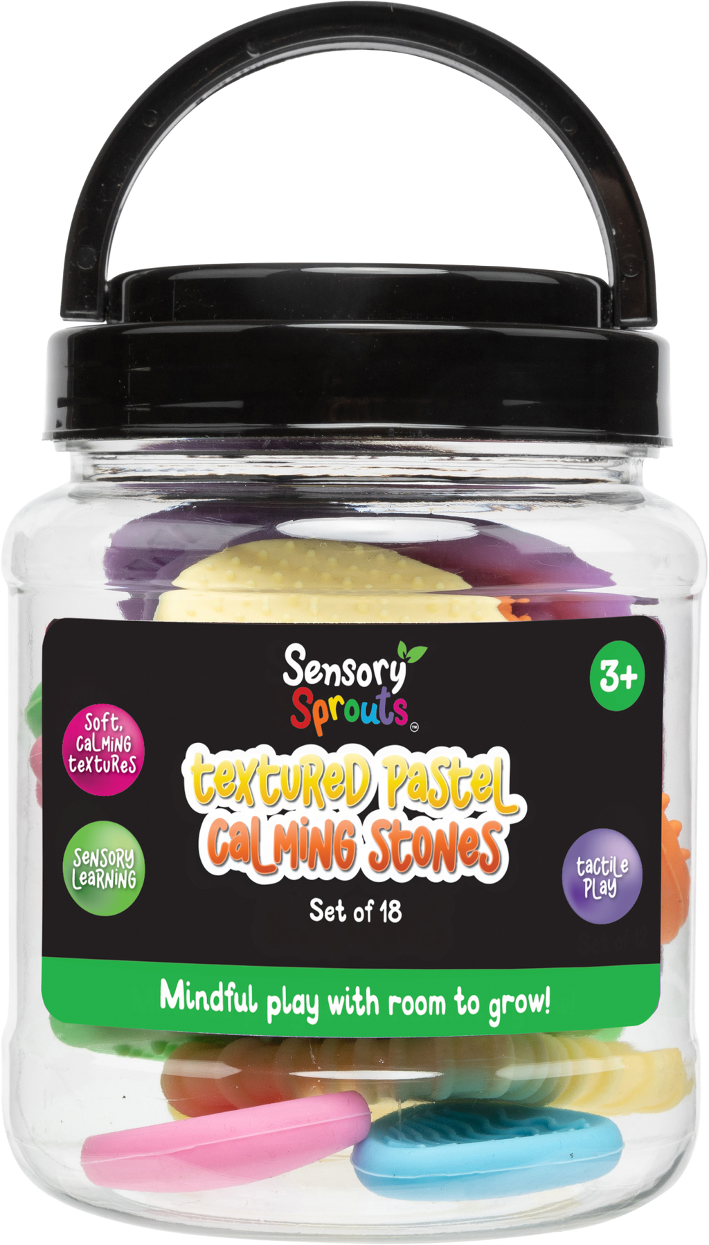 Sensory Sprouts Textured Calming Stones Set of 18 Pastel