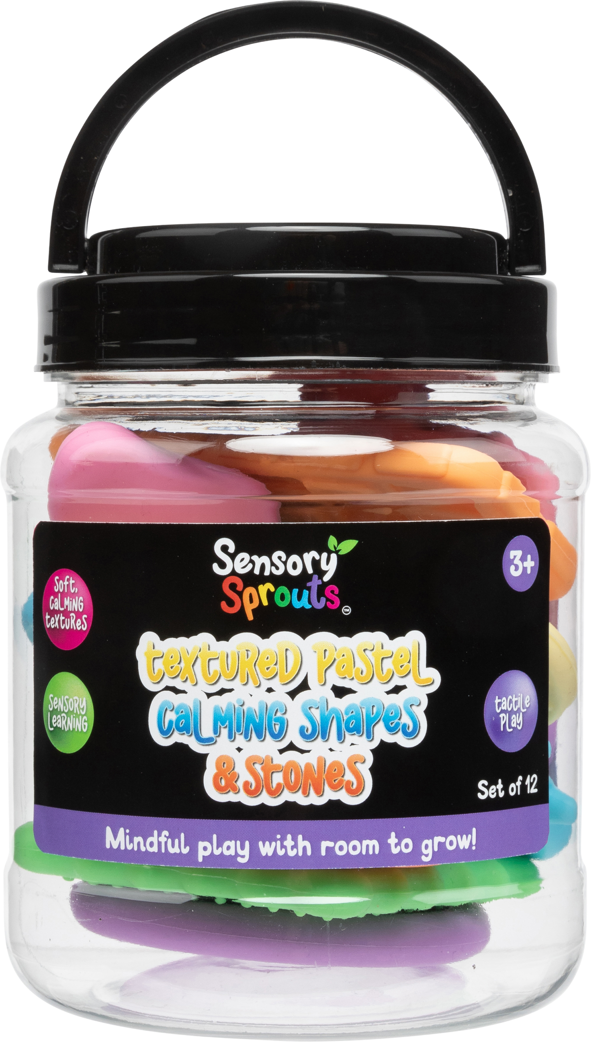 Sensory Sprouts Textured Calming Shapes and Stones Set of 12 Pastel