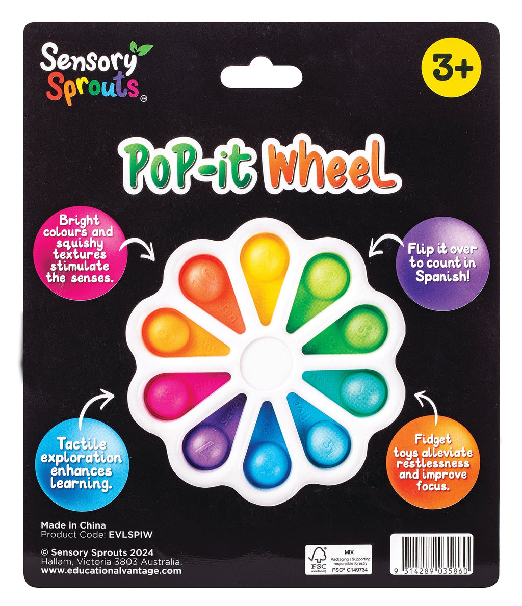 Sensory Sprouts Pop-It Wheel Bilingual Numbers