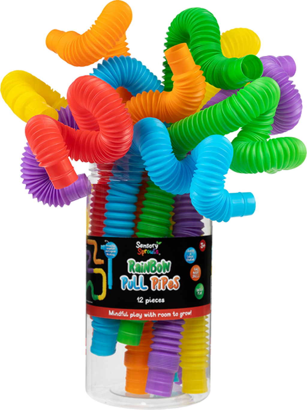 Sensory Sprouts Rainbow Pull Pipes Jar of 12