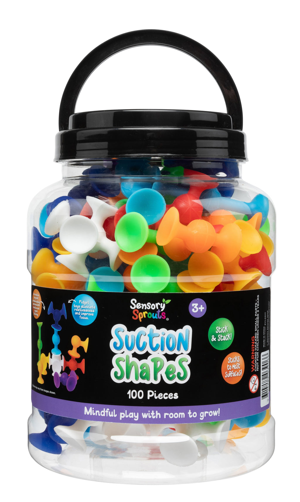 Sensory Sprouts Suction Shapes Jar of 100