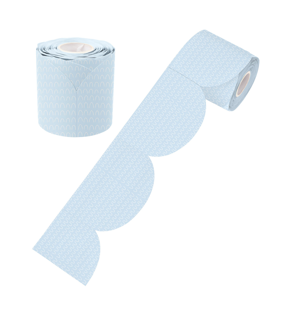 Learning Can Be Fun Blue Patterned Rolled Scalloped Border 15.24m