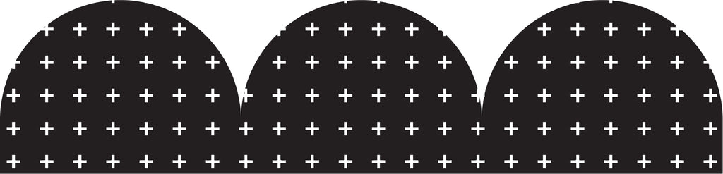 Learning Can Be Fun Black and White Crosses Rolled Scalloped Border 15.24m