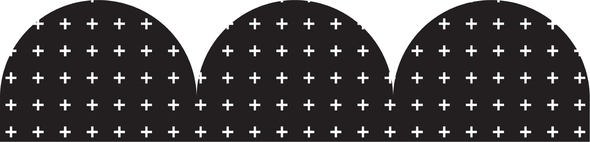 Learning Can Be Fun Black and White Crosses Rolled Scalloped Border 15.24m