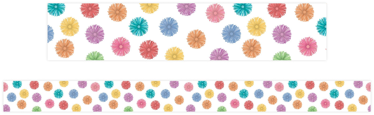 Learning Can Be Fun Colour Burst Pom Poms Classroom Border Pack of 12