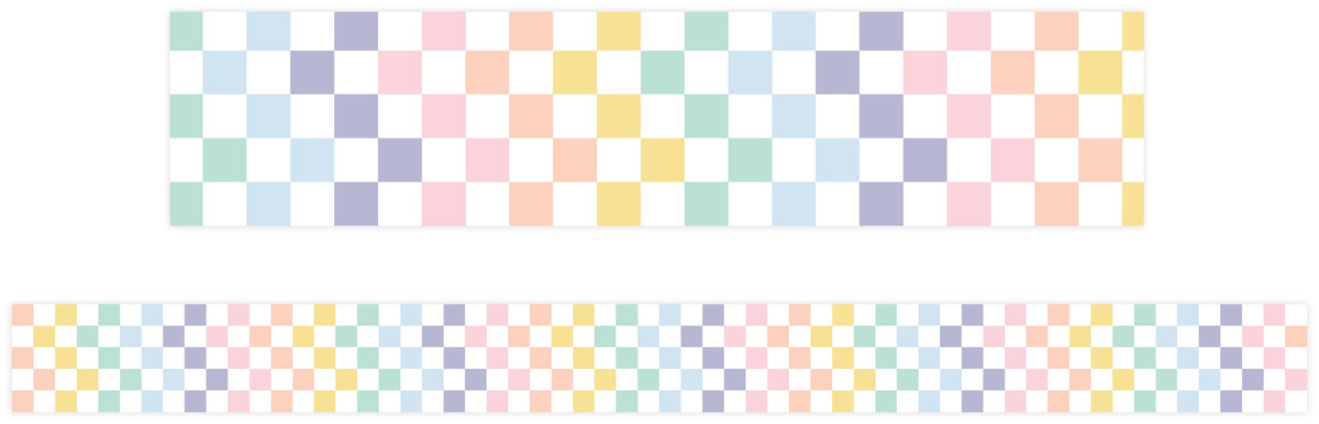 Learning Can Be Fun Pastel Checkered Classroom Border Pack of 12