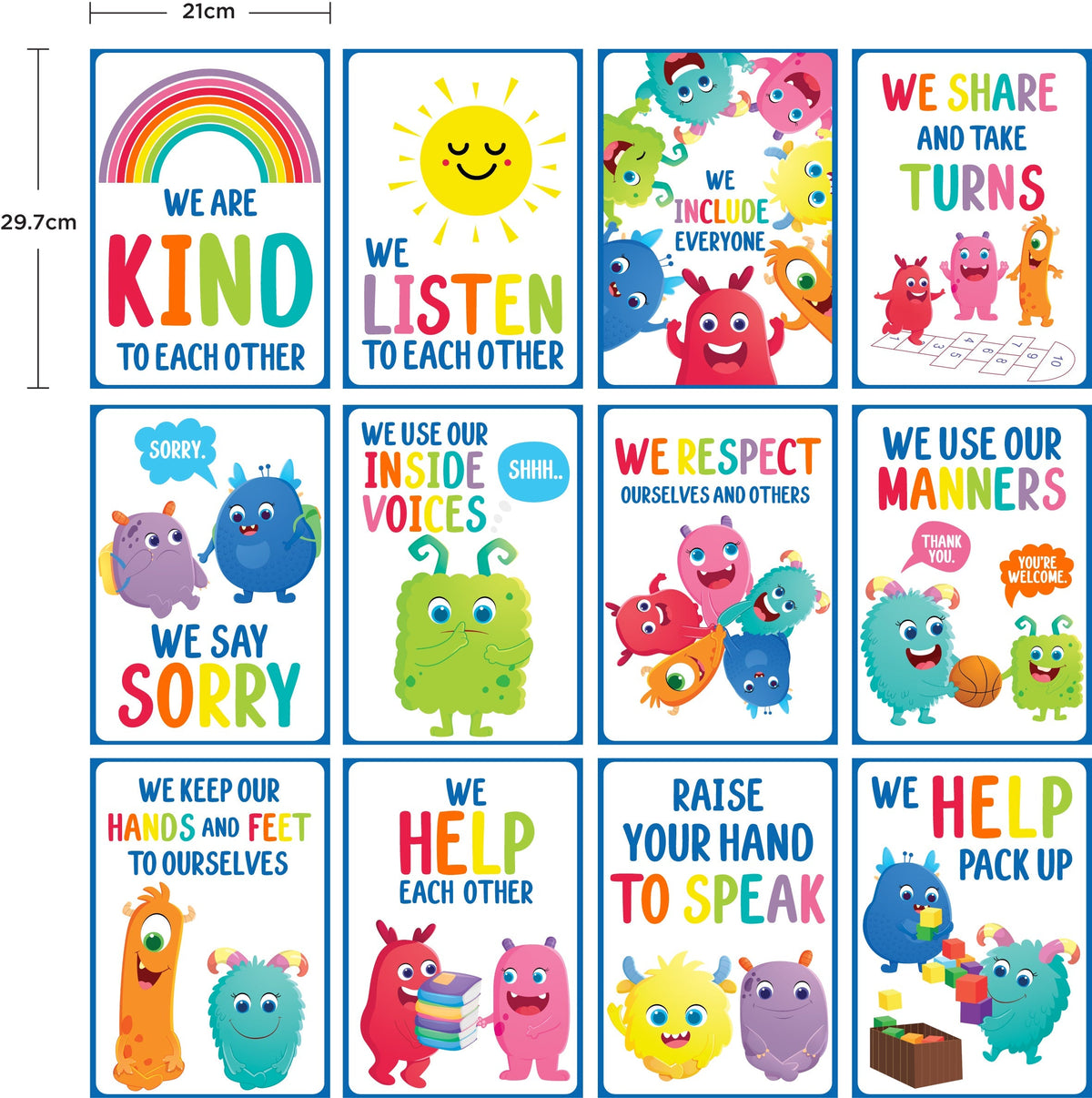 Learning Can Be Fun Giggle & Grow Classroom Rules Poster Set of 12