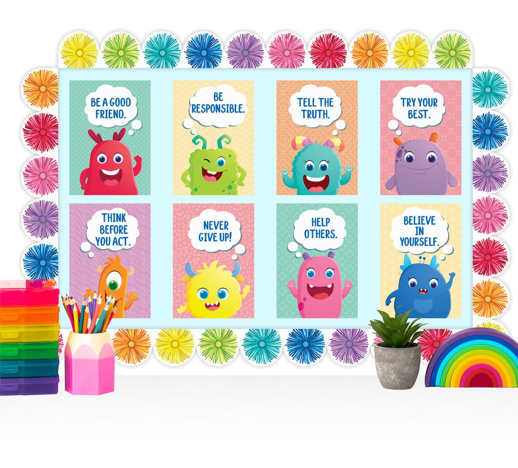 Learning Can Be Fun Giggle & Grow Character Traits Poster Set of 8