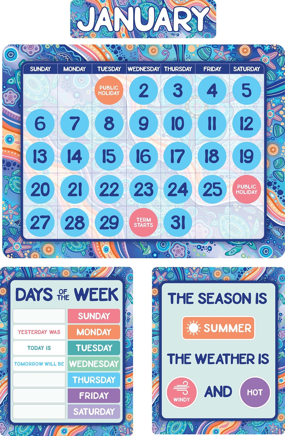 Learning Can Be Fun Ocean Country Calendar Bulletin Board Set