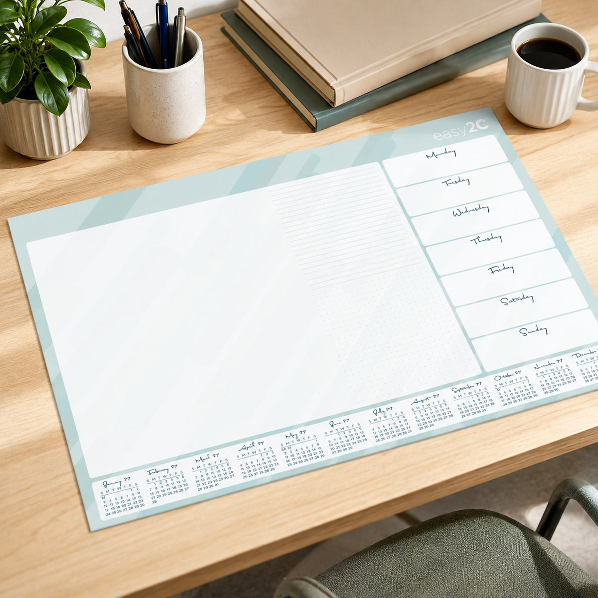 Easy2C 600x420mm Desk Pad Week To View With 2027 Calendar