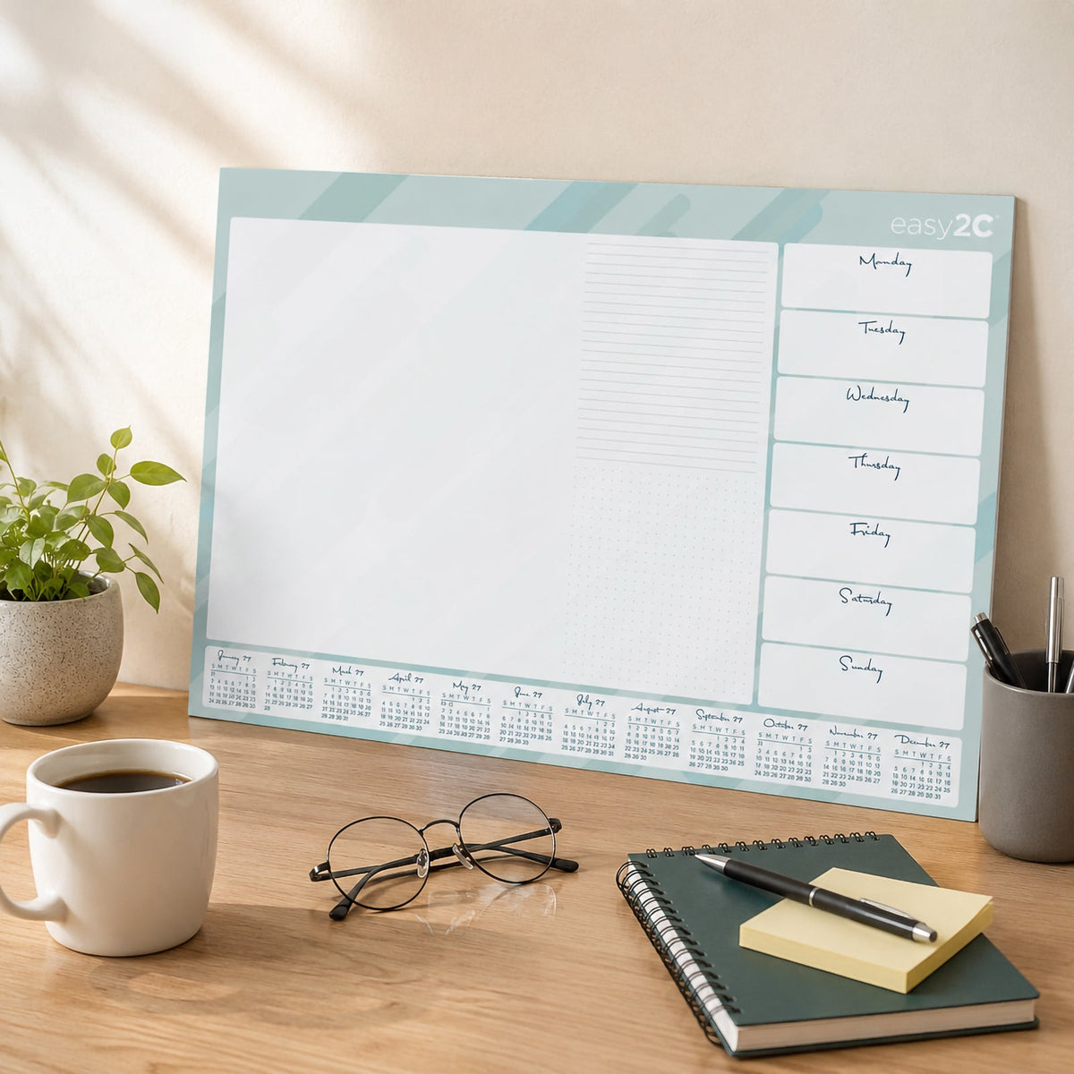 Easy2C 600x420mm Desk Pad Week To View With 2027 Calendar