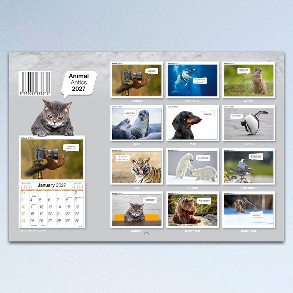 Easy2C Calendar 2027 Stitched Animal Antics A4