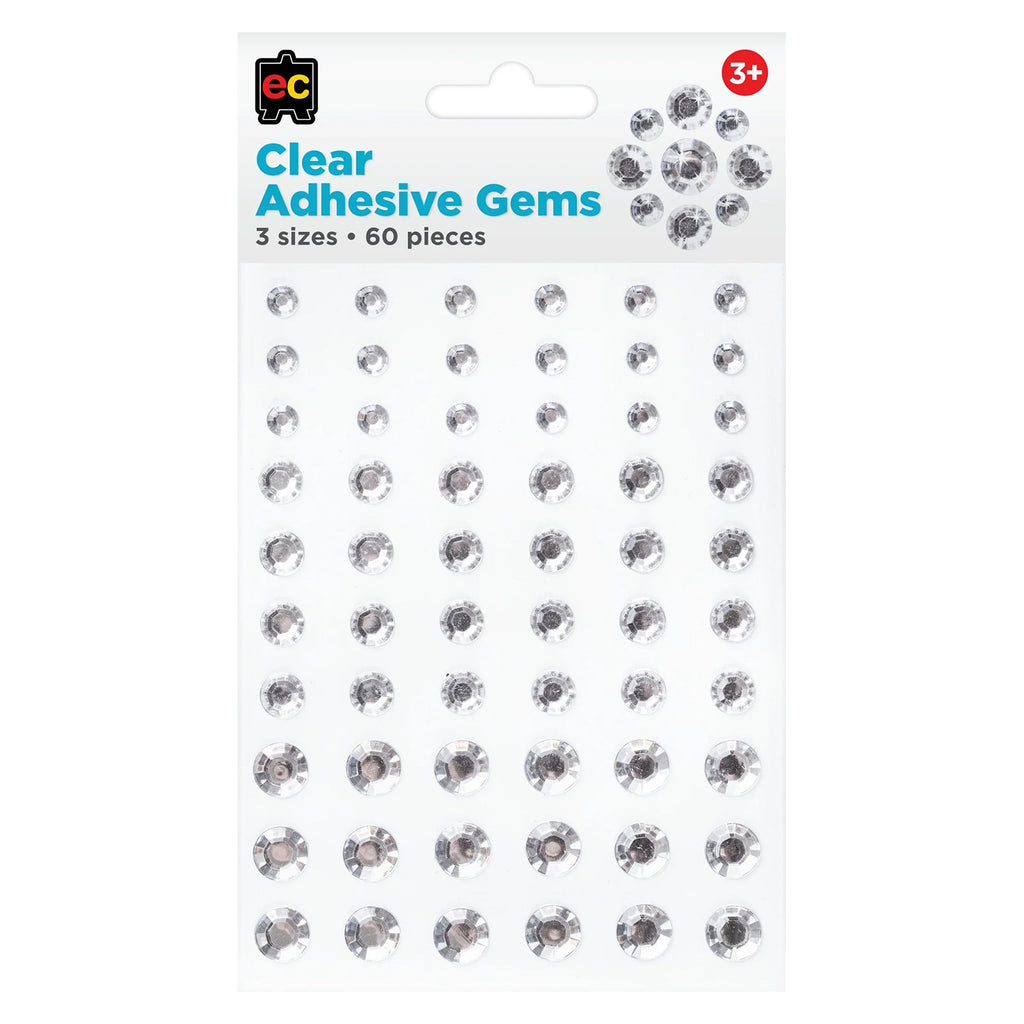 Educational Colours Adhesive Gems Clear Pack 60