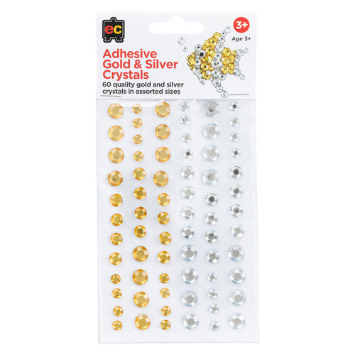 Educational Colours Adhesive Gold and Silver Crystals Set of 60
