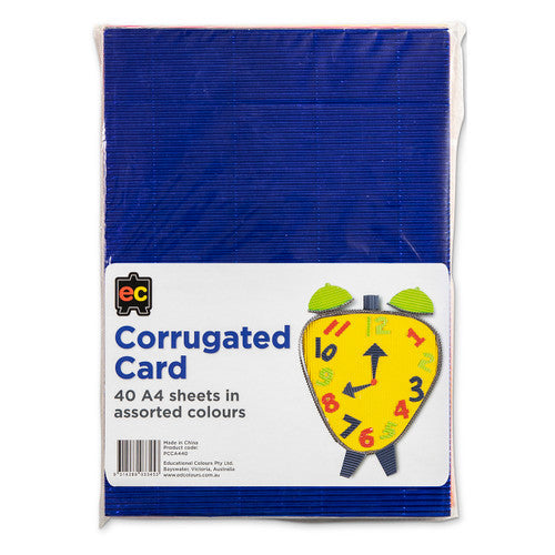 Educational Colours Corrugated Card Coloured A4 Pack of 40