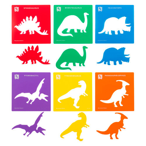 Educational Colours Dinosaur Stencils Set of 6
