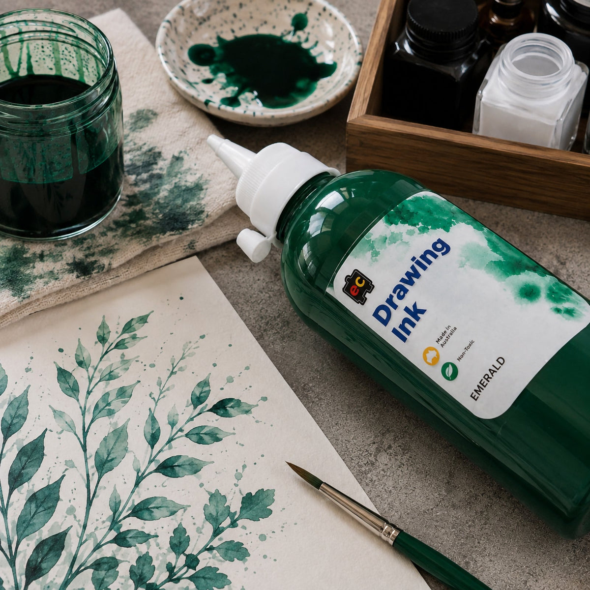 Educational Colours Drawing Ink 500ml Emerald
