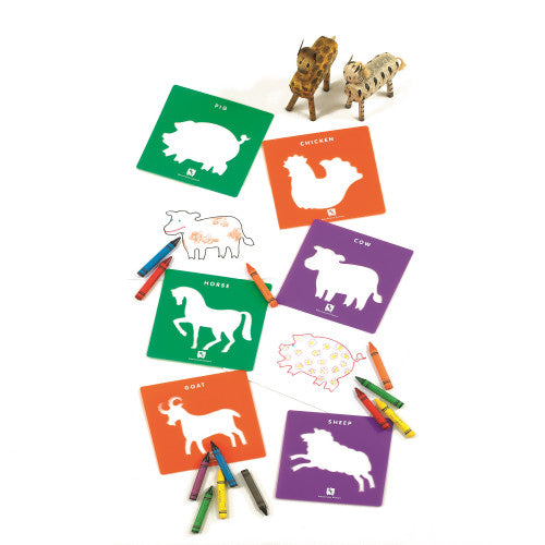 Educational Colours Farmyard Animals Stencils Set of 6