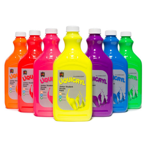 Educational Colours Fluorescent Liquicryl Junior Student Acrylic Paint 2L Scarlet