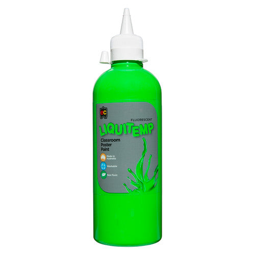 Educational Colours Fluorescent Liquitemp Classroom Poster Paint 500ml Green