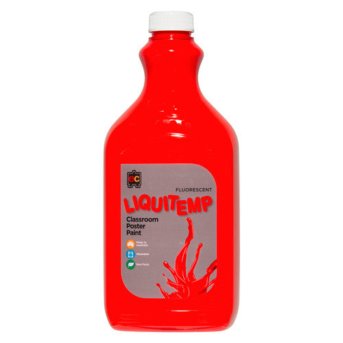 Educational Colours Fluorescent Liquitemp Poster Paint 2L Scarlet