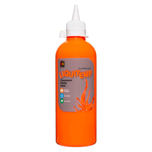 Educational Colours Fluorescent Liquitemp Poster Paint 500ml Orange