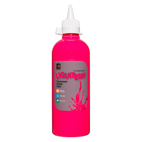Educational Colours Fluorescent Liquitemp Poster Paint 500ml Pink
