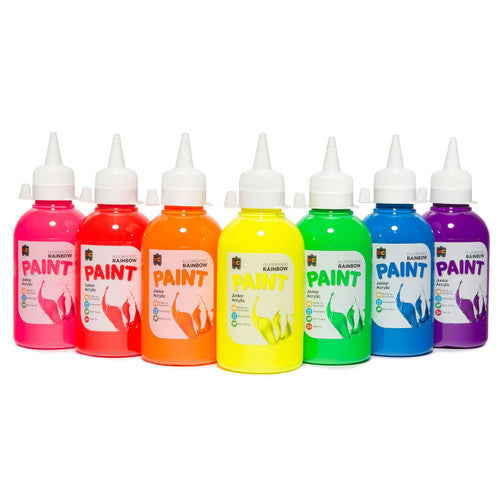 Educational Colours Fluorescent Rainbow Junior Acrylic Paint 250ml Blue