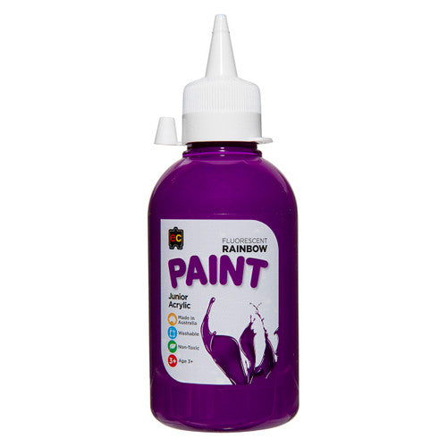 Educational Colours Fluorescent Rainbow Junior Acrylic Paint 250ml Purple