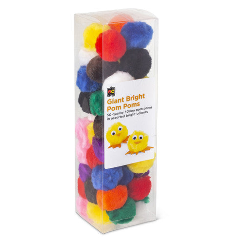 Educational Colours Giant Bright Pom Poms Pack of 50