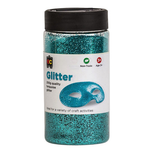 Educational Colours Glitter 200g Jar Turquoise