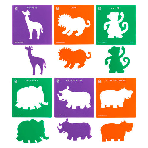 Educational Colours Jungle Animals Stencils Set of 6
